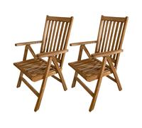 AXI Nuria Juego de 2 sillas de jardin plegables y ajustables de madera de teca | Silla para terraza / balcon / exterior
