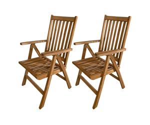 AXI Nuria Juego de 2 sillas de jardin plegables y ajustables de madera de teca | Silla para terraza / balcon / exterior