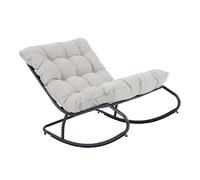 AXI Ruby Silla mecedora, negro/beige | Mecedora de jardin con estructura de acero / Cojines de olefina | Silla de exterior/de jardin para una persona | Capacidad mAXIma: 110 kg