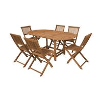 AXI Set de Jardin - Mesa ovalada - 6 Sillas Plegables de Madera de Teca | Mobiliario de exterior para 6 Personas