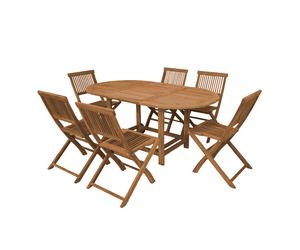AXI Set de Jardin - Mesa ovalada - 6 Sillas Plegables de Madera de Teca | Mobiliario de exterior para 6 Personas