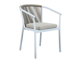 AXI Suvi Sillas de Jardin, 2 Sillas Blancas, Cojines de Poliester Caqui, Respaldo de Cuerda de olefina | 2 Sillas de Jardin de aluminio | Sillas de exterior, 57 x 41-61 x 78 cm