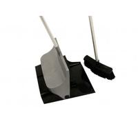 Axis Line Conjunto de Escoba y Recogedor Plegable, Mango Largo de 110 cm | Kit de limpieza en aluminio y negro, mecanismo automatico antilesiones, ideal para mayores y problemas de espalda
