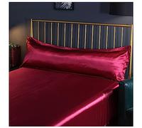 AXOINLEXER Funda de almohada de seda para cabello y piel, 48 x 120 cm/48 x 150 cm, funda de almohada extra larga para parejas, funda de almohada súper suave, color rojo vino, 48 x 150 cm