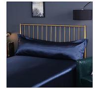 AXOINLEXER Funda de almohada de seda para cabello y piel, 48 x 120 cm/48 x 150 cm, funda de almohada extra larga para parejas, funda de almohada súper suave, azul marino, 48 x 150 cm