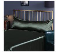 AXOINLEXER Funda de almohada de seda para cabello y piel, 48 x 120 cm/48 x 150 cm, funda de almohada extra larga para parejas, funda de almohada súper suave, verde militar, 48 x 150 cm