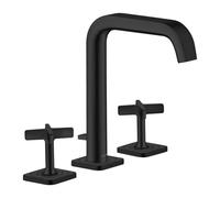 Axor Citterio E - Grifo de lavabo, con desagüe, instalación de 3 orificios, negro mate 36108670