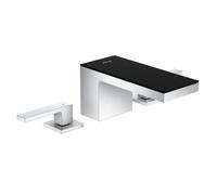 Axor MyEdition - Grifo de 3 orificios para lavabo con desagüe Push-Open, cromo/vidrio negro 47050600