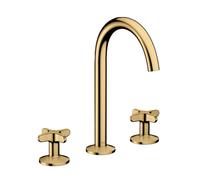 Axor One - Grifo de lavabo con desagüe Push-Open, instalación de 3 orificios, EcoSmart, acabado pulido en oro 48040990