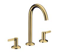 Axor One - Grifo de lavabo con desagüe Push-Open, instalación de 3 orificios, EcoSmart, acabado pulido en oro 48050990