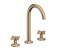Axor One - Grifo de lavabo con desagüe Push-Open, instalación de 3 orificios, EcoSmart, bronce cepillado 48040140