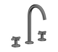 Axor One - Grifo de lavabo con desagüe Push-Open, instalación de 3 orificios, EcoSmart, cromo negro cepillado 48040340