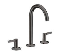 Axor One - Grifo de lavabo con desagüe Push-Open, instalación de 3 orificios, EcoSmart, cromo negro cepillado 48050340