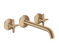 Axor One - Grifo de lavabo empotrado, con desagüe, instalación de 3 orificios, EcoSmart, bronce cepillado 48140140