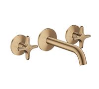 Axor One - Grifo de lavabo empotrado, con desagüe, instalación de 3 orificios, EcoSmart, bronce cepillado 48130140