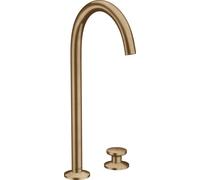 hansgrohe AXOR One Grifería de lavabo Select+ 260 de 2 orificios con juego de desagüe push-open, 165 mm de proyección, 48060140, Color: Bronce cepillado