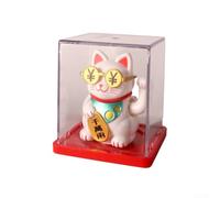Axorafow Estatua de plástico de Maneki Neko de 7 cm, funciona con energía solar (blanco)