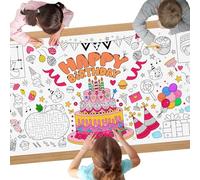 AYESY Mantel para Colorear,183 x 76 cm Mantel De Papel para Pintar Poster Gigante de Colorear, Creativa DIY Actividad de Dibujo para Decoración de Fiesta Navidad y Cumpleaños, Torta de cumpleaños