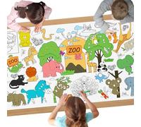 AYESY Mantel para Colorear,183 x 76 cm Mantel De Papel para Pintar Poster Gigante de Colorear, Creativa DIY Actividad de Dibujo para Decoración de Fiesta Navidad, Actividad Infantil, Zoo