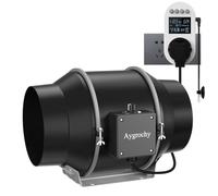 Aygrochy Ventilador de tubo EC de 125 mm, regulable, silencioso, para salida de aire, enchufe con temporizador, seguimiento, sensor de temperatura y sensor de humedad, para jardín de invierno, tiendas