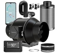 Aygrochy Wifi App Extractor de aire kit 150mm, Ventilador en línea Kit para cultivo, con filtro de carbón y manguera de extracción para carpas de cultivo, tienda de cultivo hidropónico