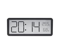 AyGwbyx Reloj de pared digital con pilas, pantalla LCD, temperatura, humedad, para salón, dormitorio, cocina, 1 unidad (negro)