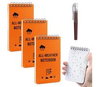 Ayicheyl 3 Piezas Libreta Pequeña Impermeable, A7 Cuaderno De Bolsillo Resistente Al Agua con Bolígrafo, Cuaderno Espiral Mini Block De Notas To Do List Notebook para Viajes (Naranja)