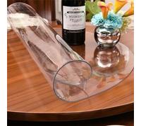 AYLFBFU 120cm Mantel Antimanchas Redondo, Protección Ambiental de 3mm, Mantel PVC Transparente se Puede Enrollar Hule Mesa Redonda para Suelo Duro/Piso de Madera, Transparente 3mm