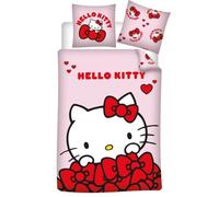 Aymax Hello Kitty - Juego de cama (140 x 200 cm, funda de almohada de 65 x 65 cm, color rosa, polialgodón)
