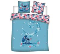Aymax - Juego de Cama Doble Lilo y Stitch de Franela 100% algodón, Funda nórdica Reversible de 240 x 220 cm y 2 Fundas de Almohada de 65 x 65 cm