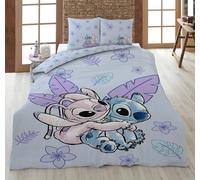 Aymax Lilo und Stitch - Juego de cama reversible (2 piezas, 135 x 200 cm, 100% algodón)