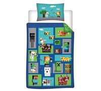 Aymax Minecraft - Juego de cama (100% algodón, funda nórdica reversible de 160 x 210 cm, incluye funda de almohada de 65 x 100 cm)