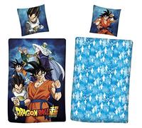 AYMAX S.P.R.L. Dragonball Super - Juego de Cama Infantil (algodón, Funda nórdica de 140 x 200 cm y Funda de Almohada de 65 x 65 cm), diseño de dragón, NI-006DBS-DV
