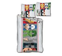 AYMAX S.P.R.L. Marvel Avengers - Juego de Cama (Funda nórdica de 140 x 200 cm y Funda de Almohada de 63 x 63 cm, poliéster), diseño de Los Vengadores AYMAX S.P.R.L.