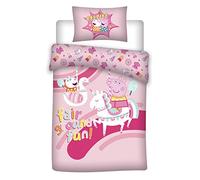 AYMAX S.P.R.L. Peppa Pig - Juego de Cama Infantil (Funda nórdica de 140 x 200 cm y Funda de Almohada de 65 x 65 cm, 100% algodón)