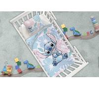 aymax Stitch Flowers - Juego de ropa de cama individual para bebé, funda nórdica de 100 x 140 cm y funda de almohada de 40 x 60 cm, 100% algodón
