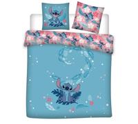 Aymax Stitch - Juego de ropa de cama reversible, 100 % polialgodón, funda de edredón y almohada para niños, 200 x 200 cm + 2 fundas de almohada de 48 x 74 cm