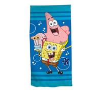Aymax Toalla de playa infantil Bob Esponja 70x140 cm 100% poliéster Fondo azul turquesa