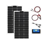 Aysolar 200W 12V Kit Panel Solar Flexible 2x100W Flexible Fotovoltio Módulo 20A Controlador Solar para Autocaravana, Barco, Automóvil, Caravana, Carga de batería de 12V/24V