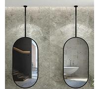 AYVADA Espejo Colgante de Techo Ovalado para Cuarto de Baño y Guardarropa - 40x70 cm o 50x70 cm - Barra Negra de Metal Personalizable