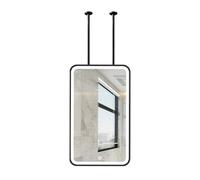 AYVADA Espejo de Techo con Luces LED, Espejo Flotante Rectangular para Colgar en el Techo, Espejo de tocador HD para baño, Brillo Ajustable, para Entrada de guardarropa (Negro, 50 x 70 cm)