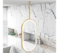 AYVADA Espejo Ovalado para Colgar en el Techo con luz LED, Espejo Decorativo para baño, Espejo de Maquillaje de Pared, Marco de Metal Dorado, 3 Colores Regulables (50 cm x 70 cm)