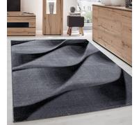 Ayyildiz Alfombras modernas y de diseño Negro 80x300 cm Alfombra moderna con ondas fluidas en degradado antracita, contemporáneo ideal para sala de estar, dormitorio u oficina