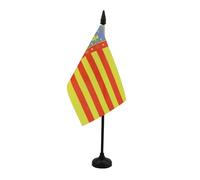 AZ FLAG Bandera de Mesa Comunidad Valenciana 15x10 cm Base Plástico | Uso interior Bandera de escritorio acabado cosido y bordes reforzados con mástil de plástico y base de plástico