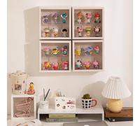 Azatemgo Vitrina de Pared para Colecciones - Armario de Almacenamiento con 2 Estantes - para Miniaturas Modelos Reducidos de Coches, Lego, Figura, Maqueta - Blanco (24,5 x 24,5 x 8 cm)
