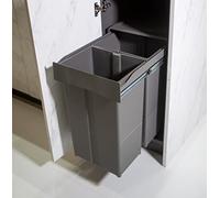 AZERODESIGN - Cubo de Basura de Gran Capacidad - 2 Compartimentos de 29L - Ancho Módulo 40 cm - 35x55x47 cm - Sistema con Guías Extraíbles de Acero - Fijación Inferior - Material de Plástico PVC