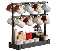 AZHKJKZH Organizador Tazas Cafe Soporte for tazas de café con ganchos móviles, soporte metálico for encimera Cocina