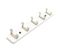 AZHKJKZH Perchero de Pared Perchero De Pared Listones Madera Con 5 Ganchos Metal Dobles Para Colgar Abrigos Bufandas Carteras Recibidores Entradas(White)
