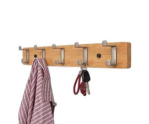 AZHKJKZH Perchero de Pared Perchero De Pared Listones Madera Con 5 Ganchos Metal Dobles Para Colgar Abrigos Bufandas Carteras Recibidores Entradas(Log color)