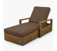 AZMAHT Cojín Tumbona: Cojines Tumbonas Jardín Exterior Impermeables, Colchoneta Tumbona Espuma 50D con 6 Cintas De Fijación, Funda Extraíble Lavable con Cremallera,Marrón,193x56x8cm